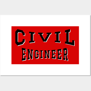 Civil Engineer in Black Color Text Posters and Art